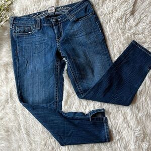 Industrial Cotton Capris Jeans Embroidered Pockets Boho Hippie Size 9